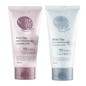 Bundle 2pc New Korean Kwailnara Deep Cleansing Story Foam White + Pink Clay